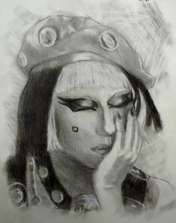 Lady Gaga (January 2021) made with best buy charcoal pencil